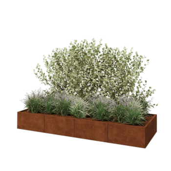 Саксии за цветя от кортенова стомана XXL - Правоъгълник - 320 x 100 x 40 cm - Със основа