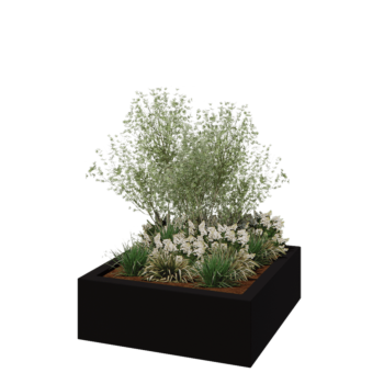 Саксия от фибростъкло - Квадрат - 120 x 120 x 40 см - RAL9005 матов (черен) - С дъно