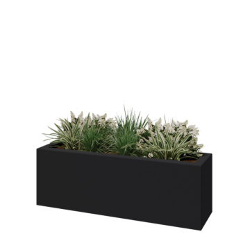 Саксия от фибростъкло - Правоъгълник - 120 x 30 x 40 см - RAL7021 мат (черно сиво) - С дъно