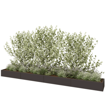 Саксии за цветя от стомана XXL - Правоъгълник - 480 x 50 x 30 cm - RAL7016 матов (антрацитено сиво) - Със основа