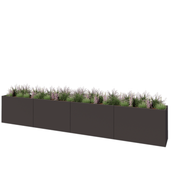 Саксии за цветя от стомана XXL - Правоъгълник - 480 x 50 x 80 cm - RAL7016 матов (антрацитено сиво) - Със основа