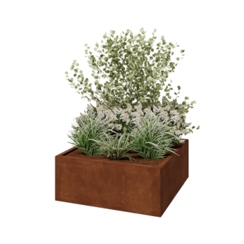 Саксии за цветя от кортенова стомана - Квадрат - 100 x 100 x 40 cm - без основа