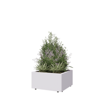 Саксии за цветя от стомана - Квадрат - 60 x 60 x 30 cm - RAL9010 матов (бял) - Със основа - Със крака