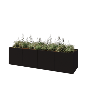 Саксии за цветя от стомана XXL - Правоъгълник - 320 x 80 x 80 cm - RAL9005 матов (черен) - без основа