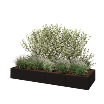 Саксии за цветя от стомана XXL - Правоъгълник - 320 x 100 x 40 cm - RAL9005 матов (черен) - без основа