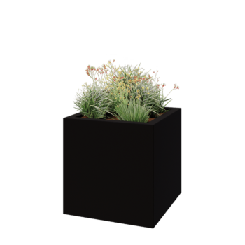 Саксия от фибростъкло - Квадрат - 100 x 100 x 100 см - RAL9005 матов (черен) - С дъно