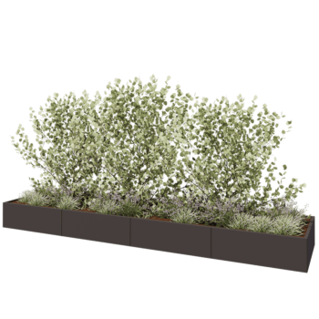 Саксии за цветя от стомана XXL - Правоъгълник - 480 x 100 x 40 cm - RAL7016 матов (антрацитено сиво) - Със основа