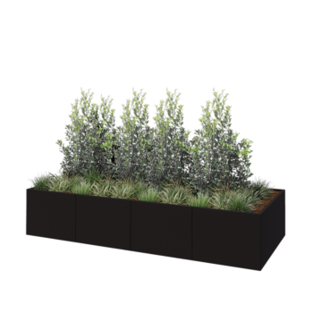 Саксии за цветя от стомана XXL - Правоъгълник - 320 x 120 x 60 cm - RAL9005 матов (черен) - без основа