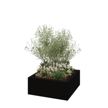 Саксия от фибростъкло - Квадрат - 100 x 100 x 40 см - RAL9005 матов (черен) - С дъно