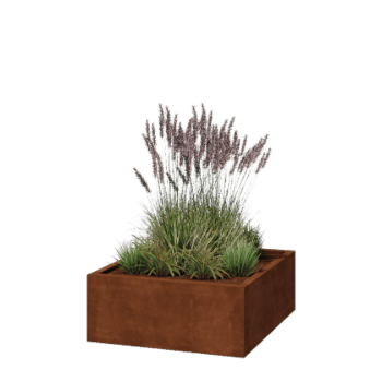 Саксии за цветя от кортенова стомана - Квадрат - 100 x 100 x 40 cm - Заварен - без основа