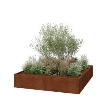 Саксии за цветя от кортенова стомана - Квадрат - 200 x 200 x 40 cm - Заварен - без основа