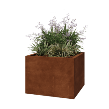 Саксии за цветя от кортенова стомана - Квадрат - 80 x 80 x 60 cm - Заварен - Със основа