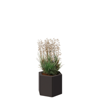 Саксии за цветя от стомана - Шестоъгълник - 39,3 x 34,6 x 30 cm - RAL7016 матов (антрацитено сиво) - без основа