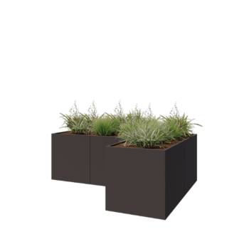 Саксии за цветя от стомана - Г-образна форма - 300 x 200 x 100 cm - RAL7016 матов (антрацитено сиво) - без основа