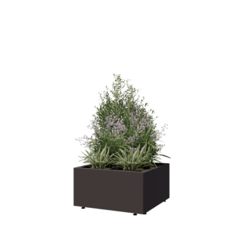 Саксии за цветя от стомана - Квадрат - 60 x 60 x 30 cm - RAL7016 матов (антрацитено сиво) - Със основа - Със крака