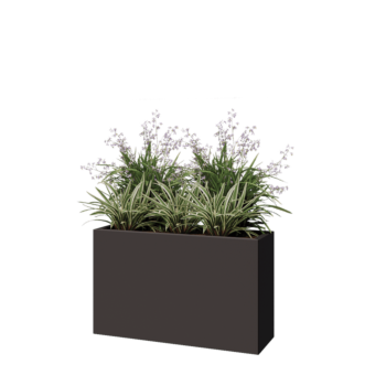 Саксии за цветя от стомана - Правоъгълник - 100 x 30 x 60 cm - RAL7016 матов (антрацитено сиво) - Със основа