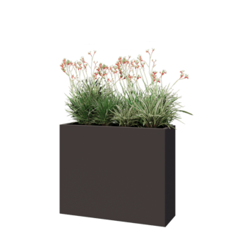 Саксии за цветя от стомана - Правоъгълник - 100 x 30 x 80 cm - RAL7016 матов (антрацитено сиво) - Със основа