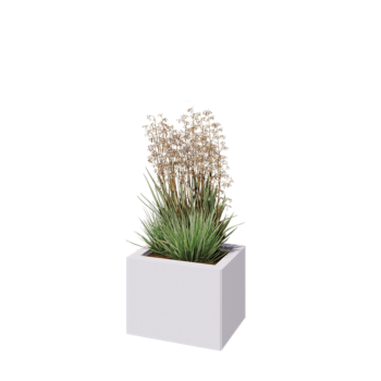 Саксии за цветя от стомана - Правоъгълник - 40 x 30 x 30 cm - RAL9010 матов (бял) - Със основа