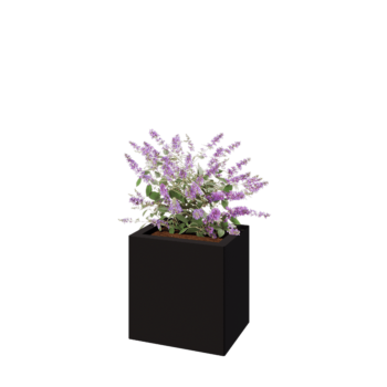 Саксии за цветя от стомана - Правоъгълник - 40 x 30 x 40 cm - RAL9005 матов (черен) - Със основа