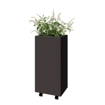 Саксии за цветя от стомана - Правоъгълник - 40 x 30 x 80 cm - RAL7016 матов (антрацитено сиво) - Със основа - Със колела