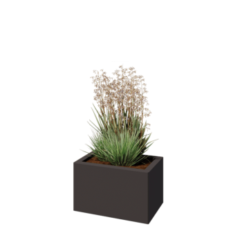 Саксии за цветя от стомана - Правоъгълник - 50 x 30 x 30 cm - RAL7016 матов (антрацитено сиво) - Със основа