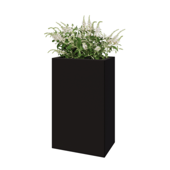 Саксии за цветя от стомана - Правоъгълник - 50 x 30 x 80 cm - RAL9005 матов (черен) - Със основа