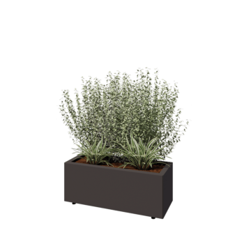 Саксии за цветя от стомана - Правоъгълник - 80 x 30 x 30 cm - RAL7016 матов (антрацитено сиво) - Със основа - Със крака