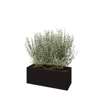 Саксии за цветя от стомана - Правоъгълник - 80 x 30 x 30 cm - RAL9005 матов (черен) - Със основа