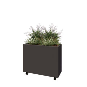 Саксии за цветя от стомана - Правоъгълник - 80 x 30 x 60 cm - друг RAL цвят - Със основа - Със колела