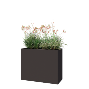 Саксии за цветя от стомана - Правоъгълник - 100 x 40 x 80 cm - RAL7016 матов (антрацитено сиво) - Със основа