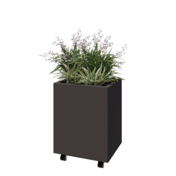 Саксии за цветя от стомана - Правоъгълник - 50 x 40 x 60 cm - друг RAL цвят - Със основа - Със колела