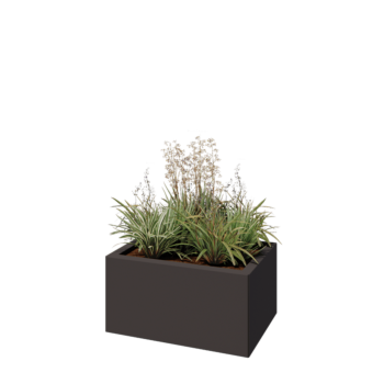 Саксии за цветя от стомана - Правоъгълник - 60 x 40 x 30 cm - RAL7016 матов (антрацитено сиво) - Със основа