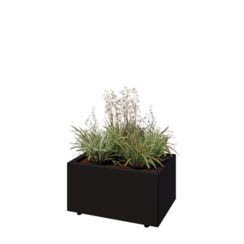 Саксии за цветя от стомана - Правоъгълник - 60 x 40 x 30 cm - RAL9005 матов (черен) - Със основа - Със крака