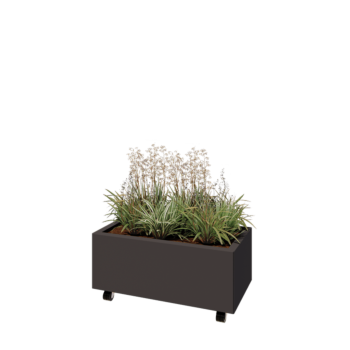 Саксии за цветя от стомана - Правоъгълник - 80 x 40 x 30 cm - RAL7016 матов (антрацитено сиво) - Със основа - Със колела