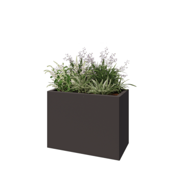Саксии за цветя от стомана - Правоъгълник - 80 x 40 x 60 cm - RAL7016 матов (антрацитено сиво) - Със основа