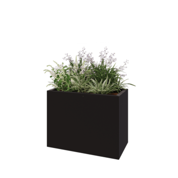 Саксии за цветя от стомана - Правоъгълник - 80 x 40 x 60 cm - RAL9005 матов (черен) - без основа