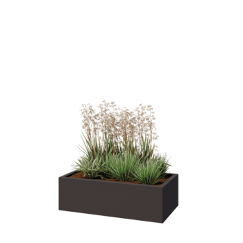 Саксии за цветя от стомана - Правоъгълник - 100 x 50 x 30 cm - RAL7016 матов (антрацитено сиво) - Със основа