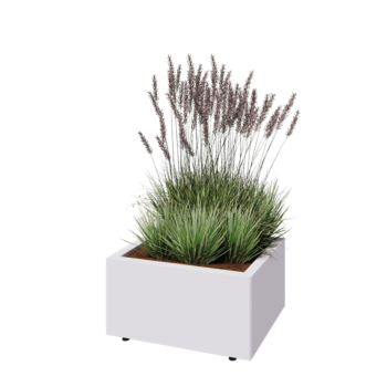 Саксии за цветя от стомана - Правоъгълник - 60 x 50 x 30 cm - RAL9010 матов (бял) - Със основа - Със крака