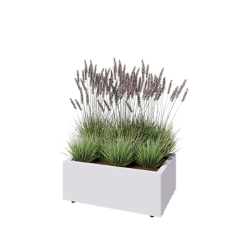 Саксии за цветя от стомана - Правоъгълник - 80 x 50 x 30 cm - RAL9010 матов (бял) - Със основа - Със крака