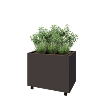Саксии за цветя от стомана - Правоъгълник - 80 x 50 x 60 cm - друг RAL цвят - Със основа - Със колела