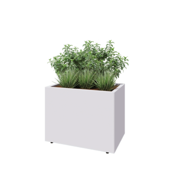 Саксии за цветя от стомана - Правоъгълник - 80 x 50 x 60 cm - RAL9010 матов (бял) - Със основа - Със крака