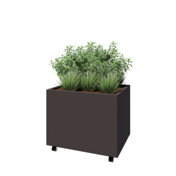 Саксии за цветя от стомана - Правоъгълник - 80 x 60 x 60 cm - друг RAL цвят - Със основа - Със колела