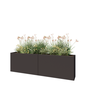 Саксии за цветя от стомана XXL - Правоъгълник - 200 x 30 x 60 cm - RAL7016 матов (антрацитено сиво) - Със основа
