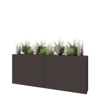 Саксии за цветя от стомана XXL - Правоъгълник - 200 x 30 x 80 cm - RAL7016 матов (антрацитено сиво) - Със основа