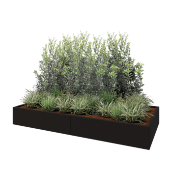 Саксии за цветя от стомана XXL - Правоъгълник - 240 x 100 x 30 cm - RAL9005 матов (черен) - без основа