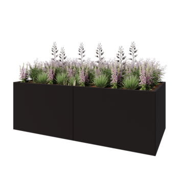 Саксии за цветя от стомана XXL - Правоъгълник - 240 x 100 x 80 cm - RAL9005 матов (черен) - без основа