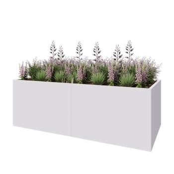 Саксии за цветя от стомана XXL - Правоъгълник - 240 x 100 x 80 cm - RAL9010 матов (бял) - без основа