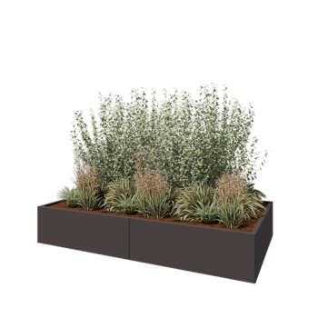 Саксии за цветя от стомана XXL - Правоъгълник - 240 x 120 x 40 cm - RAL7016 матов (антрацитено сиво) - Със основа