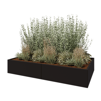 Саксии за цветя от стомана XXL - Правоъгълник - 240 x 120 x 40 cm - RAL9005 матов (черен) - без основа