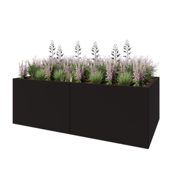 Саксии за цветя от стомана XXL - Правоъгълник - 240 x 120 x 80 cm - RAL9005 матов (черен) - без основа